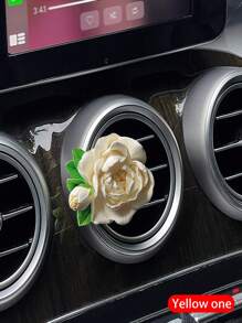 1pc Jasmine Flower Air Freshener, Car Air Vent Clip Decoration, High-End Interior Accessory, Air Conditioning Outlet Decoration, Pink, Yellow, Green Color, Floral Design