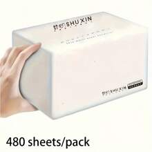 1 opakowanie, 480 chusteczek Ultra Soft Virgin Wood Pulp Facial Tissues, 4-warstwowe serwetki papierowe bez barwników, przyjazne dla skóry, bezzapachowe, do stosowania na mokro/sucho, idealne do domu, biura, restauracji, hotelu i podróży
