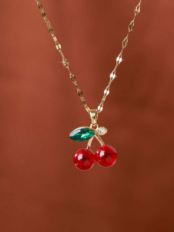 1 pezzo Elegante collana donna con ciondolo a forma di ciliegia, adatta per uso quotidiano, festival e banchetti