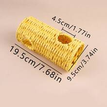 1个仓鼠隧道玩具，手工编织稻草管，适用于鹦鹉、仓鼠、豚鼠、小型宠物，互动式躲藏训练配件 - 彩色 - 查看 6