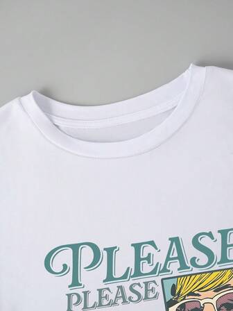 Camiseta de manga corta con cuello redondo en talla grande con estampado de concierto vintage de los 90, en color espresso. Moda y versátil, adecuada para primavera/verano