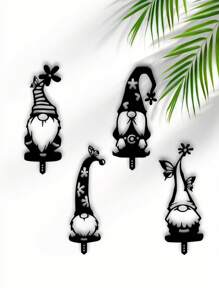 Nordic Style Metal Material, Striped Pointed Hat Long Beard Santa Gnome Silhouette, Unique Aesthetic And Sturdy Quality, Metal Garden Decor Rustic Charm - Suitable For Garden Decoration, Balcony Arrangement, Yard Landscaping, Indoor Corner Accents, Christmas Decoration