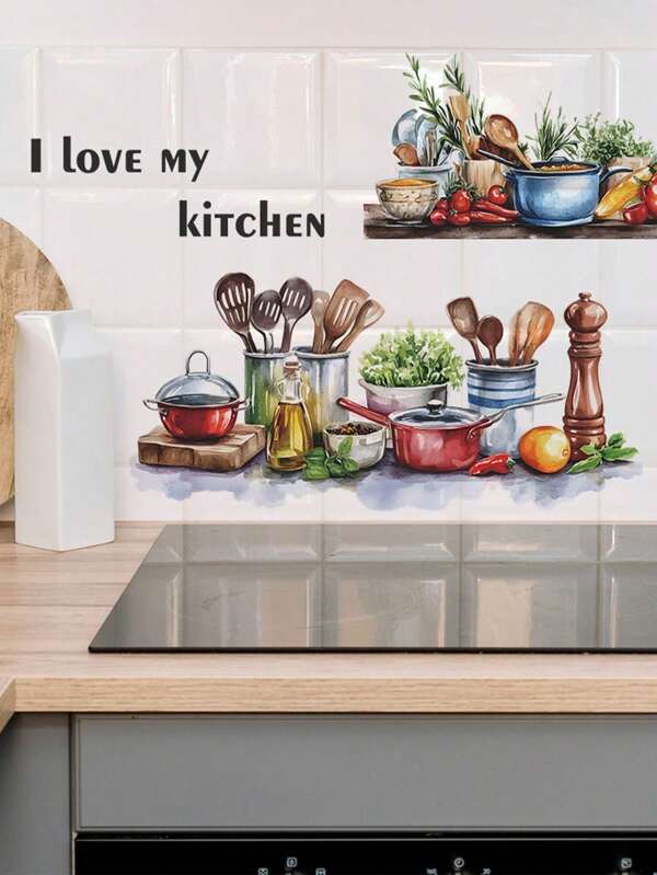 1 peça de utensílios de cozinha criativos, restaurante, cozinha, fundo de casa, adesivo de parede decorativo, adequado para sala de estar, quarto, banheiro, decoração de casa, adesivos, decalques de parede, decalques de vinil para decoração de banheiro, decorações de primavera para dar uma nova aparência à sua casa, decorações de feriado, adesivos, presentes, aniversário, formatura, decoração de parede, decoração de quarto, coisas de decoração de quarto, decoração de sala de estar, decoração de casa, decoração de casa, papel de parede para sala de estar, arte de parede, papéis de parede, adesivos de parede