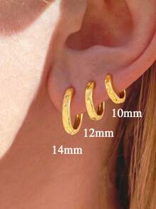 1 par de aros de aro con corte simple de 14 mm a 18 mm de plata esterlina 925 en forma de rombo, glamorosos, pendientes para mujer, regalo de aniversario, novia, cumpleaños, uso diario, joyería fina