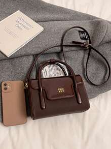Minimalist Vintage Style Women's Handbag, New Fashion High-End Sense Crossbody Bag, Niche Design PU Flip Cover Texture Small Square Bag, Casual Simple Solid Color For Work Commute, Large Capacity Shoulder Bag, Daily Versatile Shopping Party Underarm Bag