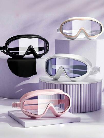 1PC New Popular Waterproof Anti-Fog Swimming Goggles, Suitable For Men, Women Or People Under 16 Years Old For Swimming, Diving And Beach, With Earplugs, HD Anti-Fog Swimming Goggles, Optional Swimming Cap