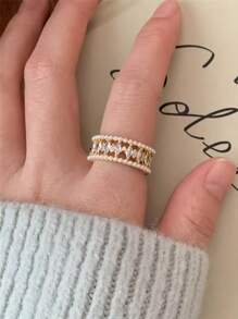 2025 Europe-US/Middle East, Japan & Korea Summer Leisure Copper Inlaid Classic Fashion Open Ring
