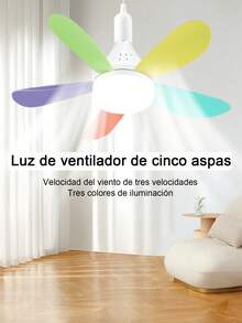 Lámpara De Techo Y Ventilador De Techo  En 3 Colores Con Luz, Control Remoto De La Temperatura De La Luz De Intensidad Regulable, Montaje En El Techo Moderno Con Control Remoto, Lámpara De Ventilador De Techo Led Con Enchufe Inteligente E27 - Multicolor - Ver 2