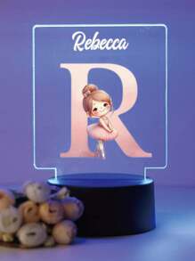 1pc Personalized Custom 26-Letter Princess 3D Light Illusion LED Night Light Warm Light/Rainbow Decorative Table Lamp Night Gift For Teachers, Children, Couples, Girlfriends, Family Members, Pets - Birthday, Graduation, Back-To-School Season, Christmas Wedding Decoration