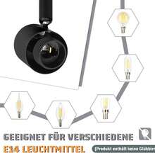 homefire Ceiling Spotlight 2/3/4/6 Flame Ceiling Light Living Room - Ceiling Lamp White Spotlight Indoor Vintage Glass Ceiling Spots E14 Morden Design 350° Swivel Spots For Bedroom Hallway (Without Bulb) - 黑色 - 查看 6