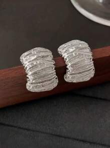 1 par de pendientes de metal con diseño geométrico de moda para mujer, accesorios para fiesta/viaje, joyas gruesas