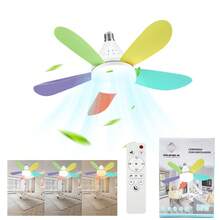 Lámpara De Techo Y Ventilador De Techo  En 3 Colores Con Luz, Control Remoto De La Temperatura De La Luz De Intensidad Regulable, Montaje En El Techo Moderno Con Control Remoto, Lámpara De Ventilador De Techo Led Con Enchufe Inteligente E27 - Multicolor - Ver 1