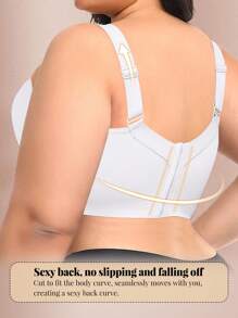 White Seamless Plus Size Women's Underwear Smooth And Simple Gathering Bra