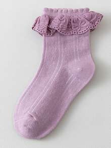 1 Pair/3 Pairs Girls Lace Trim Princess Ankle Socks, Breathable Solid Color Mesh Socks With Bow, Thin Summer - Multicolor - View 20