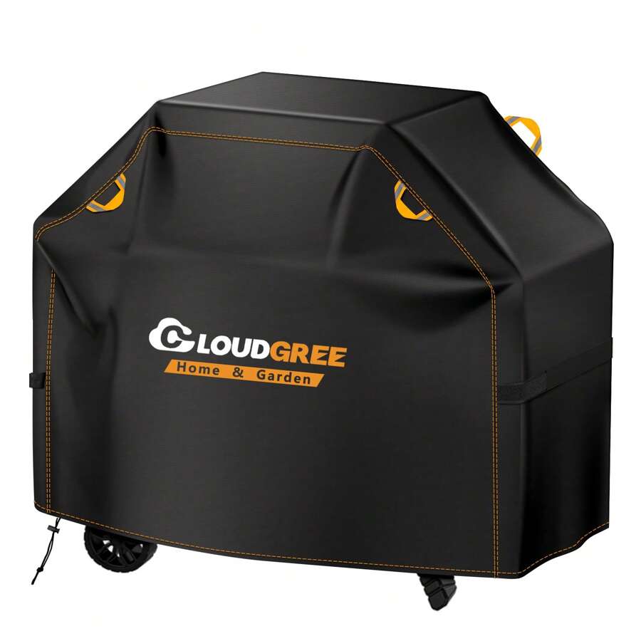 [210D Orange Line Grill Cover] Tear-Resistant Oxford Cloth Grill Cover For Gas Grills, With Adjustable Hem Drawstring, Suitable For Weber, Char-Broil, Nexgrill And Other Grill Models.