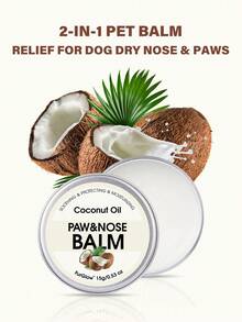 2-In-1 Paw And Nose Balm For Dogs & Cats, Coconut Oil Natural Moisturizer, Protects Paws From Hot Pavement, Relieves Dry Nose & Cracked Paws, Soothing And Nourishing Pet Care With Coconut Scent, 0.53oz/15g - White - View 3