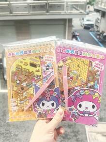 Sanrio Sanrio 8 Styles (16pcs + Tweezers) Landscape Scene Coil Sticker Album Cartoon Miniature Scenery Collection, Including Kuromi, My Melody, Pompompurin, Children DIY 3D Layered Stereo Visual Scene Decoration Stickers, Ideal For Home, Gifts And Prizes,School Supplies,Back To School