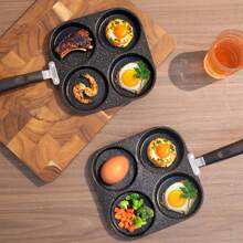 1pc Stainless Steel Frying Pan With 4 Cup Egg Cooker, Non-Stick Coated Multi-Function Breakfast Skillet, Suitable For Eggs, Pancakes, Crepes, Compatible With Gas & Induction Stove