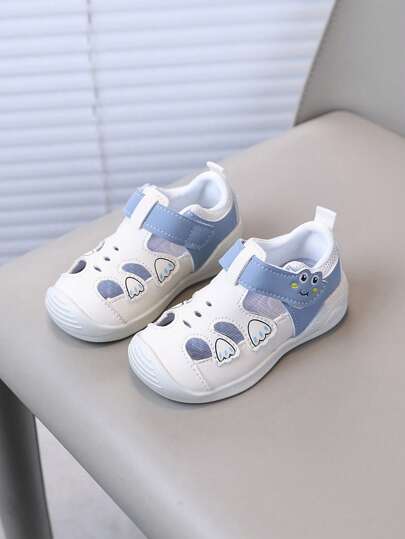 Sandálias da moda infantil, sapatos casuais para meninos e meninas com desenho animado e bico aberto para caminhada, verão