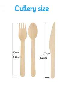 30 Sets Of Disposable Tableware, Individually Packaged, Including 30 Forks, 30 Knives, 30 Spoons, 30 Paper Towels, Made Of Birch, And Practical, Suitable For Parties, Festivals, Travel, Bachelorette Parties, Disposable Tableware Sets, Tableware - Multicolor - View 6