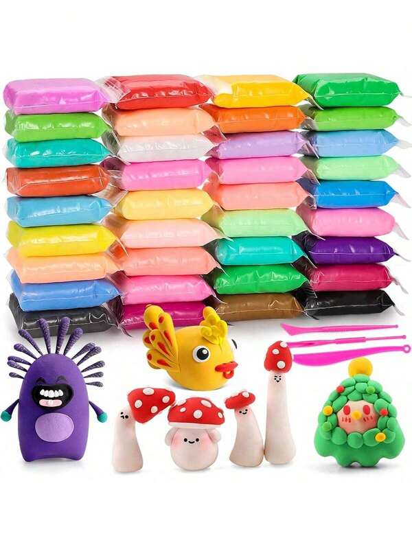 Air-Dry Clay Set, 12/24/36/48 Colors Super Light Magic Clay, Includes Tools, Ideal Gift For Children (Clay + Tools, Colors Random), Clay, Air-Dry Clay, Polymer Clay, Clay, Air-Dry Clay, Slime