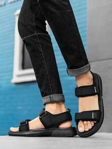 1 Pair Men's Soft Bottom Non-Slip Fashion Casual Sandals, Versatile Breathable Beach Shoes - Black - View 8