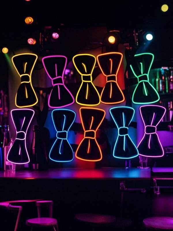 LED Luminous Bowknot - Neon EL Wire, Fashion Jacket Shirt Accessories, Suitable For Party, Performance, Halloween, Cosplay, Atmosphere Props - Elegant Style, Batteries Not Included