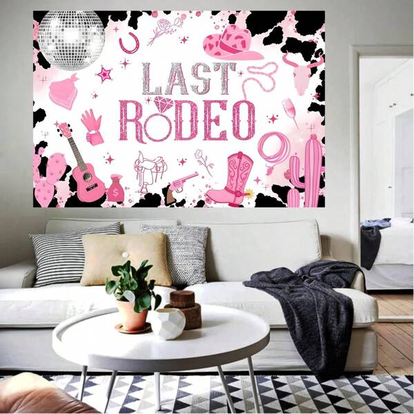 Fondo para fiesta de despedida de soltera Last Rodeo de color rosa, decoración con tema de rodeo western de vinilo, pancarta para fiesta de baile, decoración para mesa de pastel de cumpleaños, fondo fotográfico para celebración de despedida de soltera