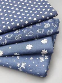 1 pièce Tissu en jean mince 100% coton imprimé de bandes dessinées, matériel de couture DIY, pré-coupé (19 po*58 po, 39 po*58 po), convient pour la couture et l'artisanat, les motifs incluent papillon, étoile, trèfle, petit point. Matériau en jean pré-lavé mince pour robes, jupes, shorts, chapeaux, sacs d'art, fonds de photographie, nappes, accessoires pour cheveux
