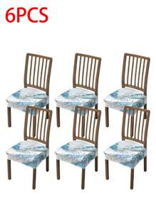 1/2/4/6pcs Printed Stretch Removable & Washable Dining Chair Seat Covers Room Decor Home Decor