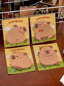 Adorable Cartoon Capybara Self-Adhesive Memo Pad, Sticky Notes For Reminders, Messages, Lists, Cute Office Supplies Back To School - Multicolor - View 13