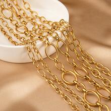 1m Fashionable Stainless Steel Multi-Size Thick Chain, Oval Embossed Embossed Hip Hop Chain, Suitable For DIY Necklace, Bracelet, Jewelry Making - Chain - View 3