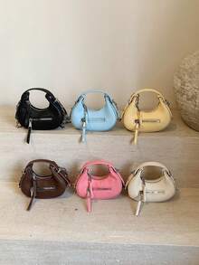 1pc High-Quality Small Bag, Niche Versatile Underarm Bag, Popular Dumpling Bag, Hand-Held Crossbody Crescent Bag, Fashionable Chain Shoulder Strap, Smooth Zipper, Candy Color, Sweet And Cute Style, Suitable For Shopping, Daily Use, Travel, Attending Parties, Must-Have Fashion Items When Going Out, It Is A Good Choice For Gifts - Sweet Handbag - View 2