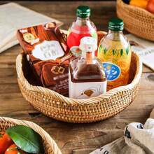 1pc/3pcs Rattan Woven Fruit Basket, Wavy Edge Bread Basket, Decorative Serving Basket For Living Room, Desktop, Bathroom, Kitchen Cabinet Storage Rack, Farmhouse Countertop Fruit Basket, Home Decor Gift Baskets