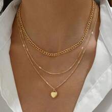 Western Ocean Jewelry Set - Shell & Heart Layered Chain With Faux Pearl Coating | Cowboy Boot Inspired Accessories For Daily/Parties/Gifting