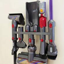 Space-Saving Wall-Mounted Vacuum Cleaner Head Holder - Easy Install, Durable Plastic Organizer With Utility Hooks, Utility Hooks