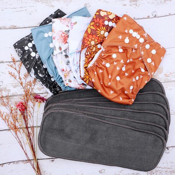 12pcs Baby Cloth Diaper With Microfiber Inserts For Christmas, Halloween, And Thanksgiving Gifts