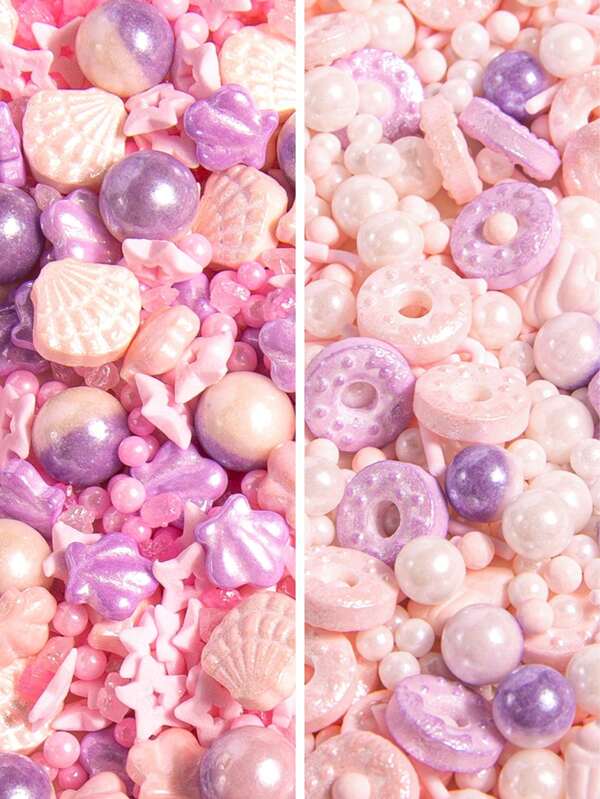 85g/3oz Décorations de cuisson, Cupcakes, Gâteaux d'anniversaire, Donuts, Glaces, Bonbons, Perles dégradées rêveuses, Décorations de gâteau avec coquillages, Perles, Plages et Étoiles
