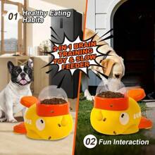 1 pieza Juguete dispensador de alimento en forma de pato interactivo - Dispensador de presión manual para perros pequeños, medianos y grandes, juguete rompecabezas de plástico resistente con pico y patas naranjas, diseño sin batería