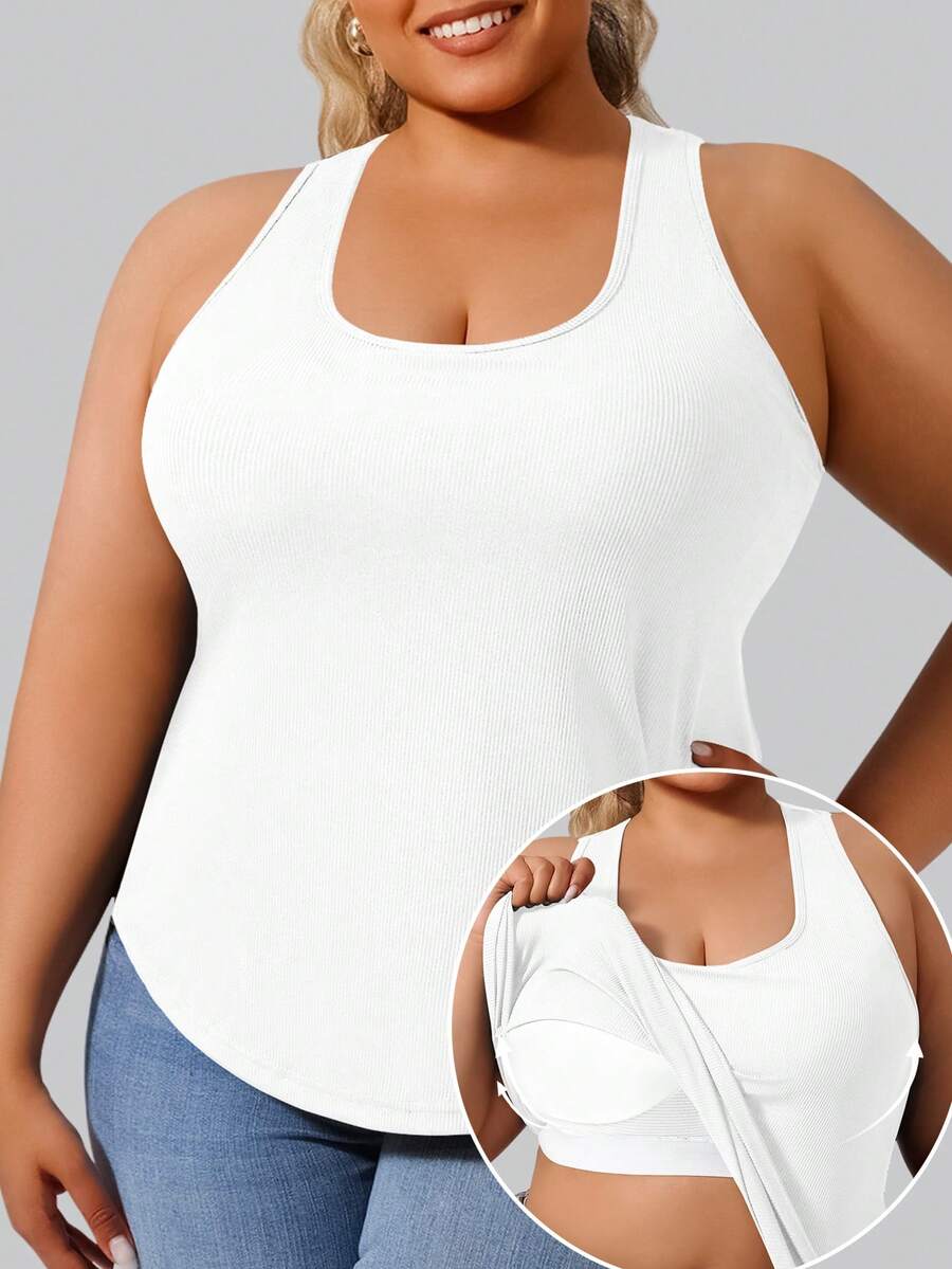 1 件适合所有季节的白色工字背心，带内置罩杯，瑜伽和运动服