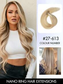 12-22英寸纳米环接发，100%真人发，自然黑，柔顺直发，Remy真人发，微纳米环接发片，女士纳米环接发 - 彩色 - 查看 45