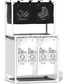 Laundry Hamper, Laundry Basket With 4 Removable Laundry Sorter Bags For Storage Dirty Clothes, Toy, Laundry Room, Bedroom, Bathroom - Multicolor - View 10