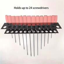 Organizador de herramientas montado en la pared de metal resistente - Estante de almacenamiento negro para destornilladores y accesorios para la organización del garaje