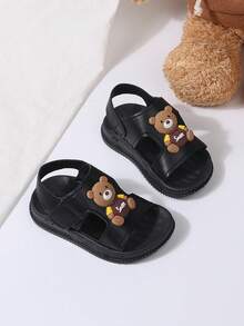2025 New Summer Kids Bear Design Sandals, Anti-Slip Boys Ultralight Beach Sandals - Black - View 4