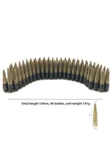 96 件装服装道具塑料子弹海盗模拟子弹链适用于军警机枪战斗游戏 - 彩色 - 查看 5