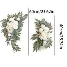2Pcs Wedding Decor Welcome Sign Flower Backdrop Garland For Ceremony Reception Wall Easel Home Decoration Entryway Decor - White - View 5