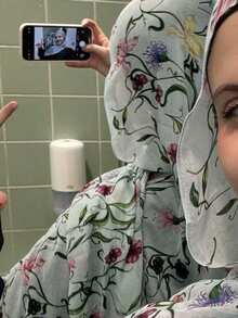 1 件女式波西米亚风格复古花卉印花头巾，休闲街头风格头巾款式，适合日常穿着，春夏季 - 白色 - 查看 4