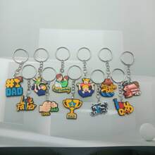 10 pezzi di portachiavi colorati in materiale PVC con creatività unica! Portachiavi a tema festa del papà, rappresentazione colorata e diversificata dell'amore paterno, stile creativo che esprime profondo affetto "Piccolo regalo per la festa del papà e il suo compleanno"
