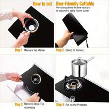 3-Piece Set 5-Hole Gas Stove Protector Mat, Kitchen Cleaning Non-Stick Reusable Stove Scratch Guard Cover