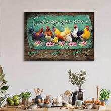 1 Pieza Decoración de Sala Enmarcada Cuadro de Pared de Gallo Decoraciones de Cocina Arte Rústico de Granja Imágenes de Pollo Decoración de Pared para Cocina Impresiones en Lienzo Decoraciones de Arte Hogar Decoraciones para Baño Comedor - Enmarcado - Ver 3